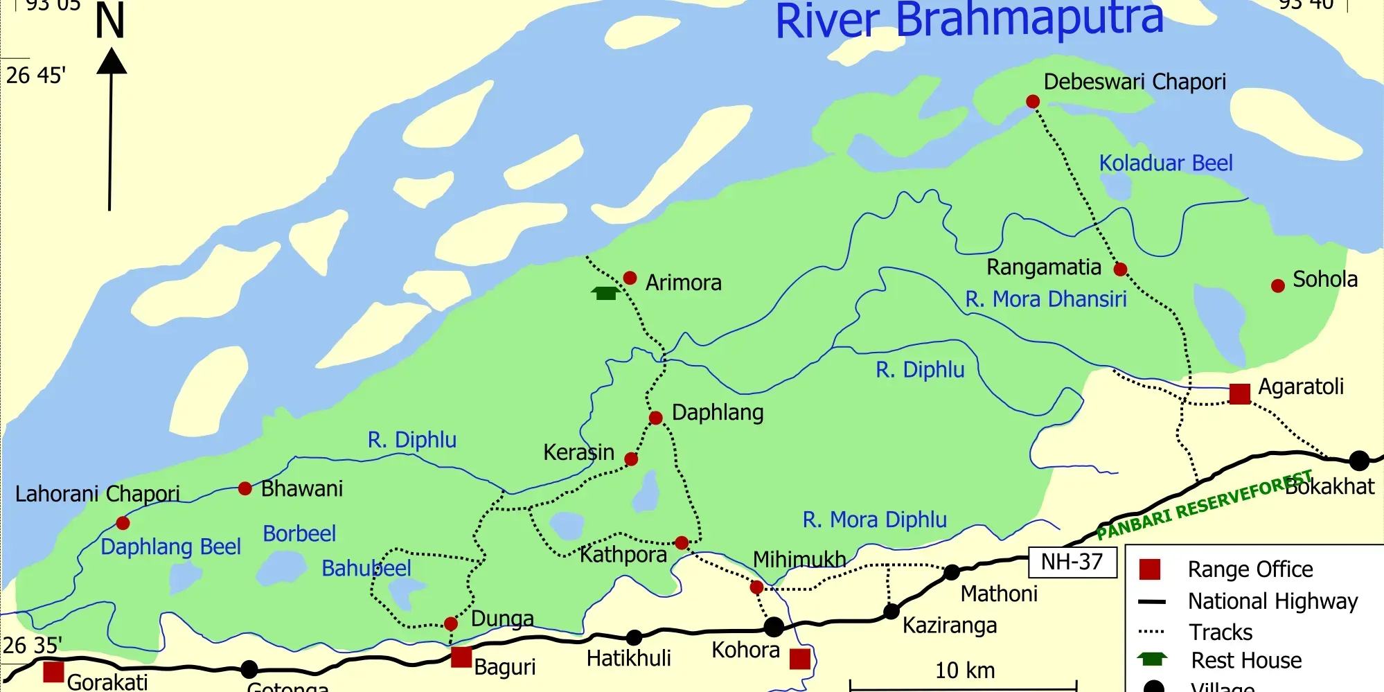 Map of Kaziranga