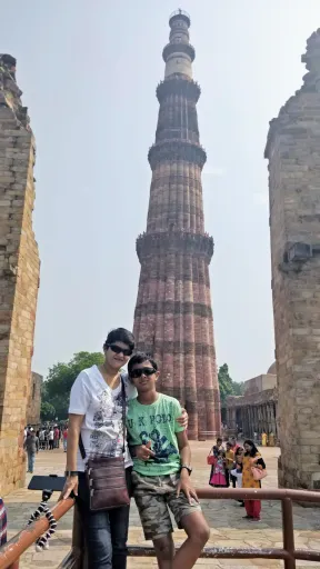 Pamela and Aarush at Delhi post their first himalayan trek!