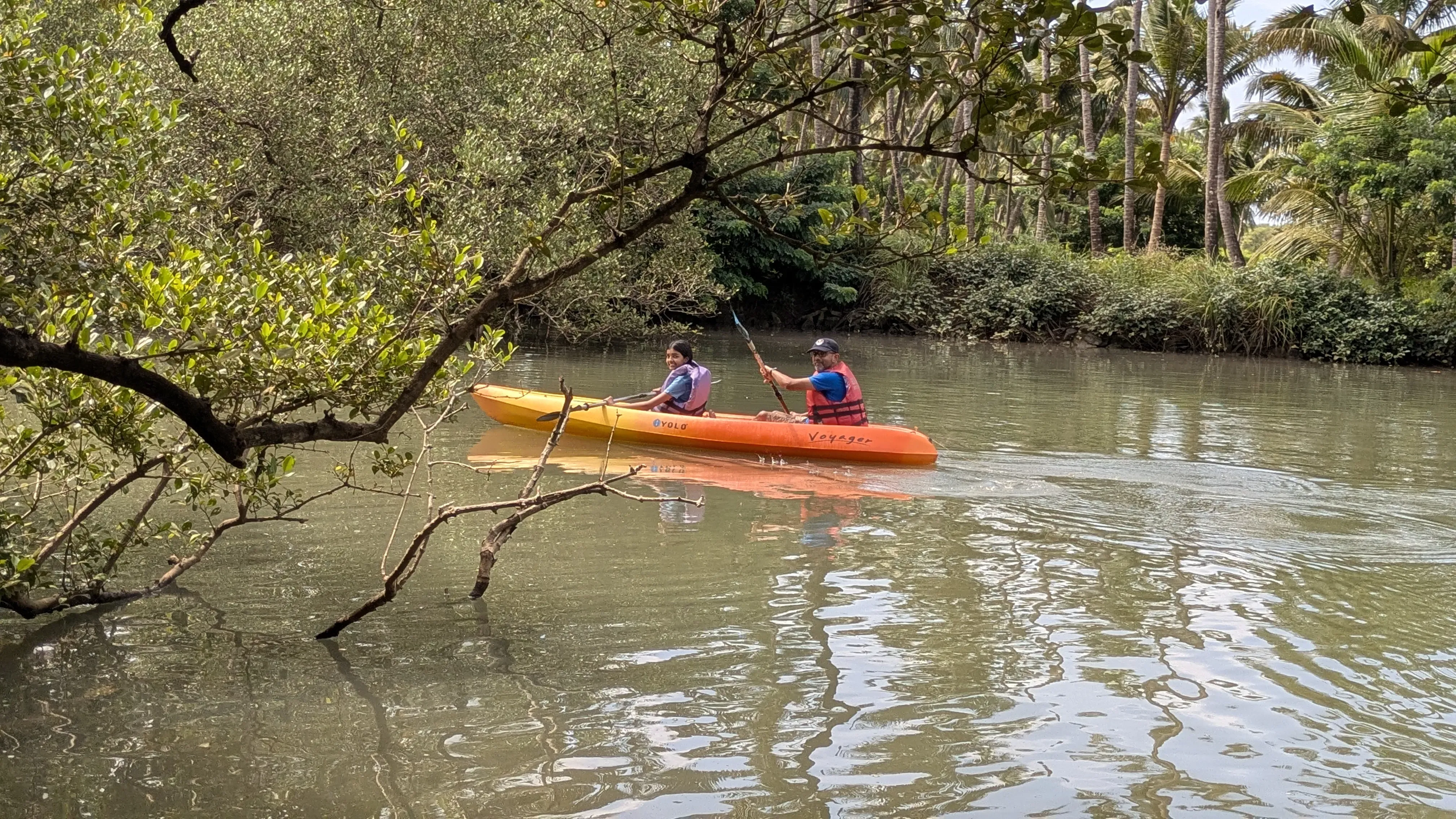 Santanu with Anya kayaking