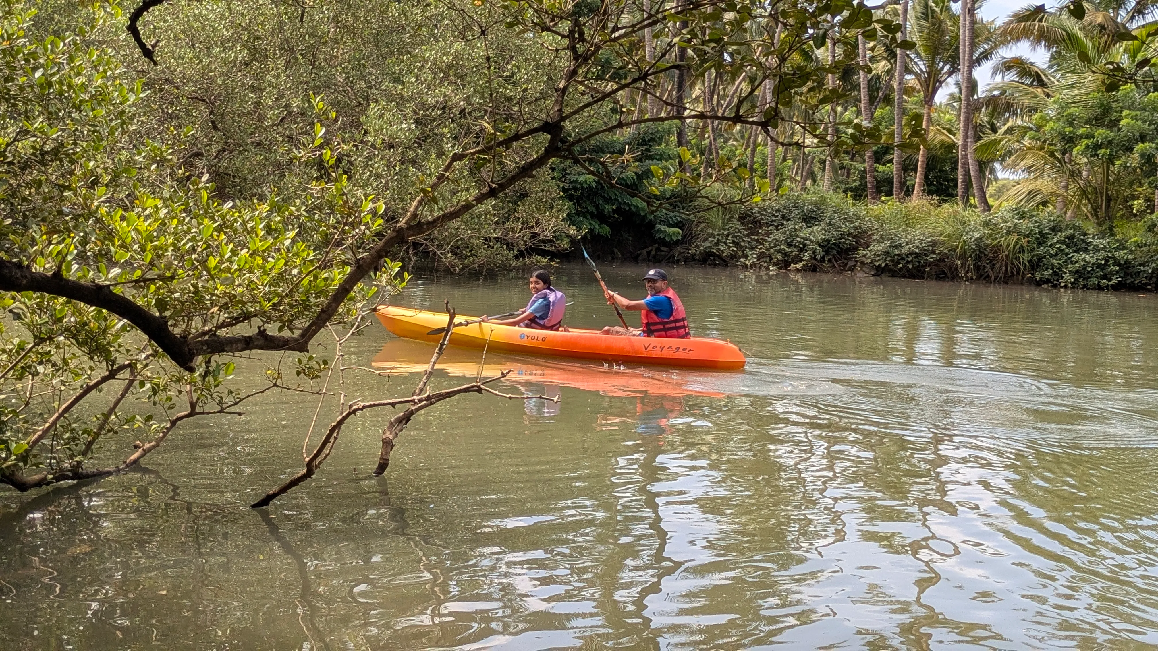 Santanu with Anya kayaking