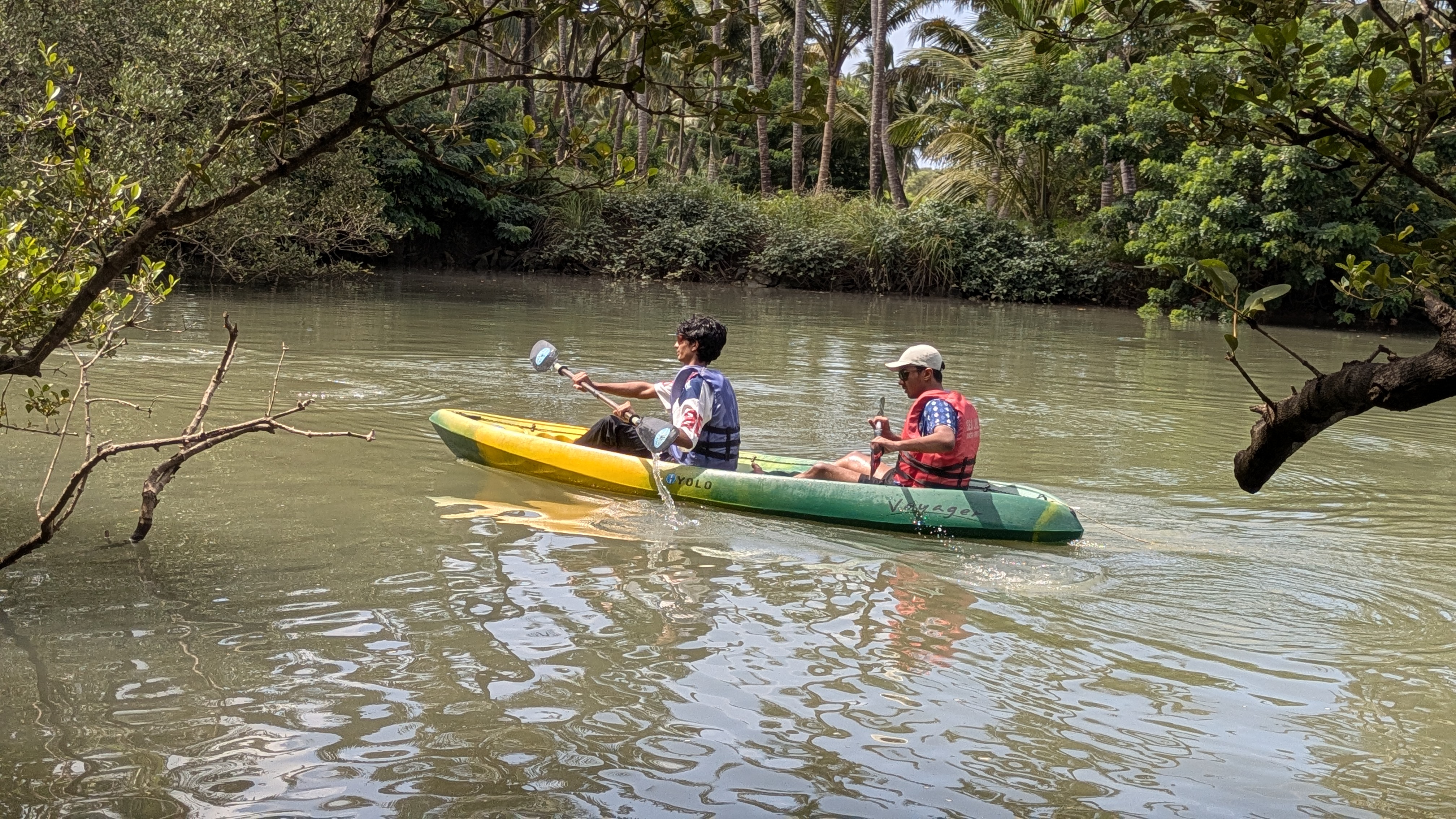 Aarush and Shreyaan kayaking