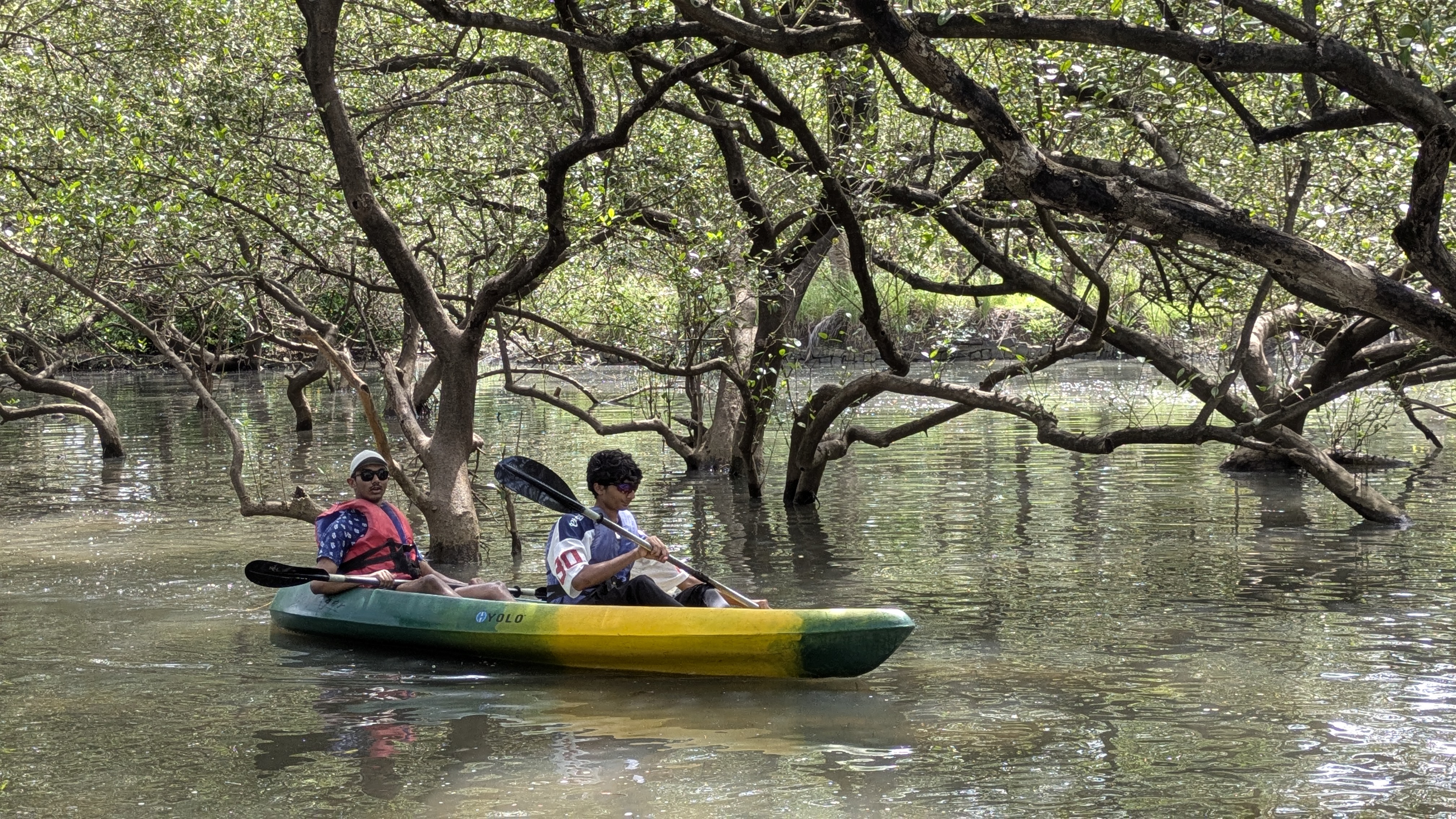 Aarush and Shreyaan kayaking