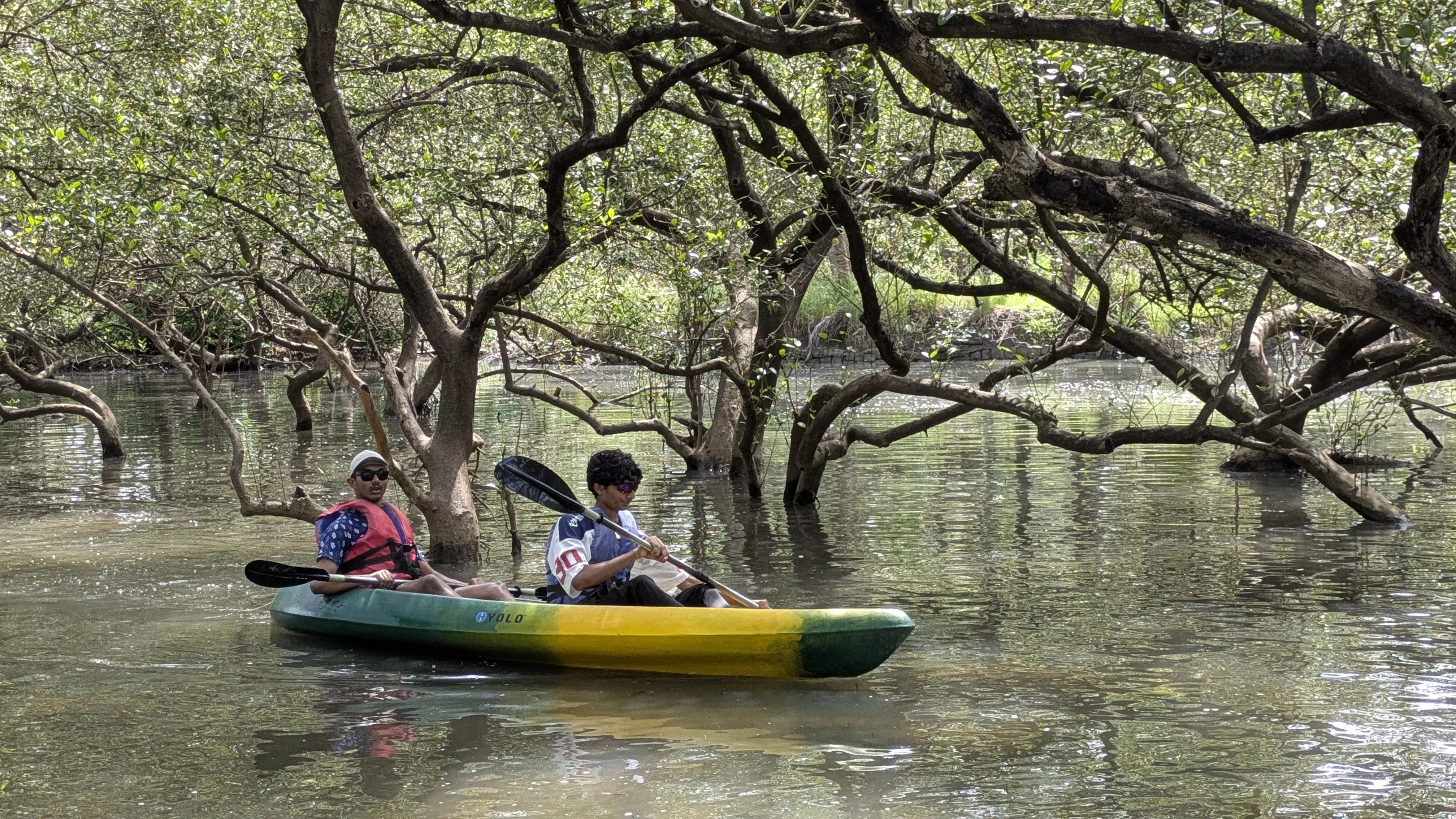 Aarush and Shreyaan kayaking