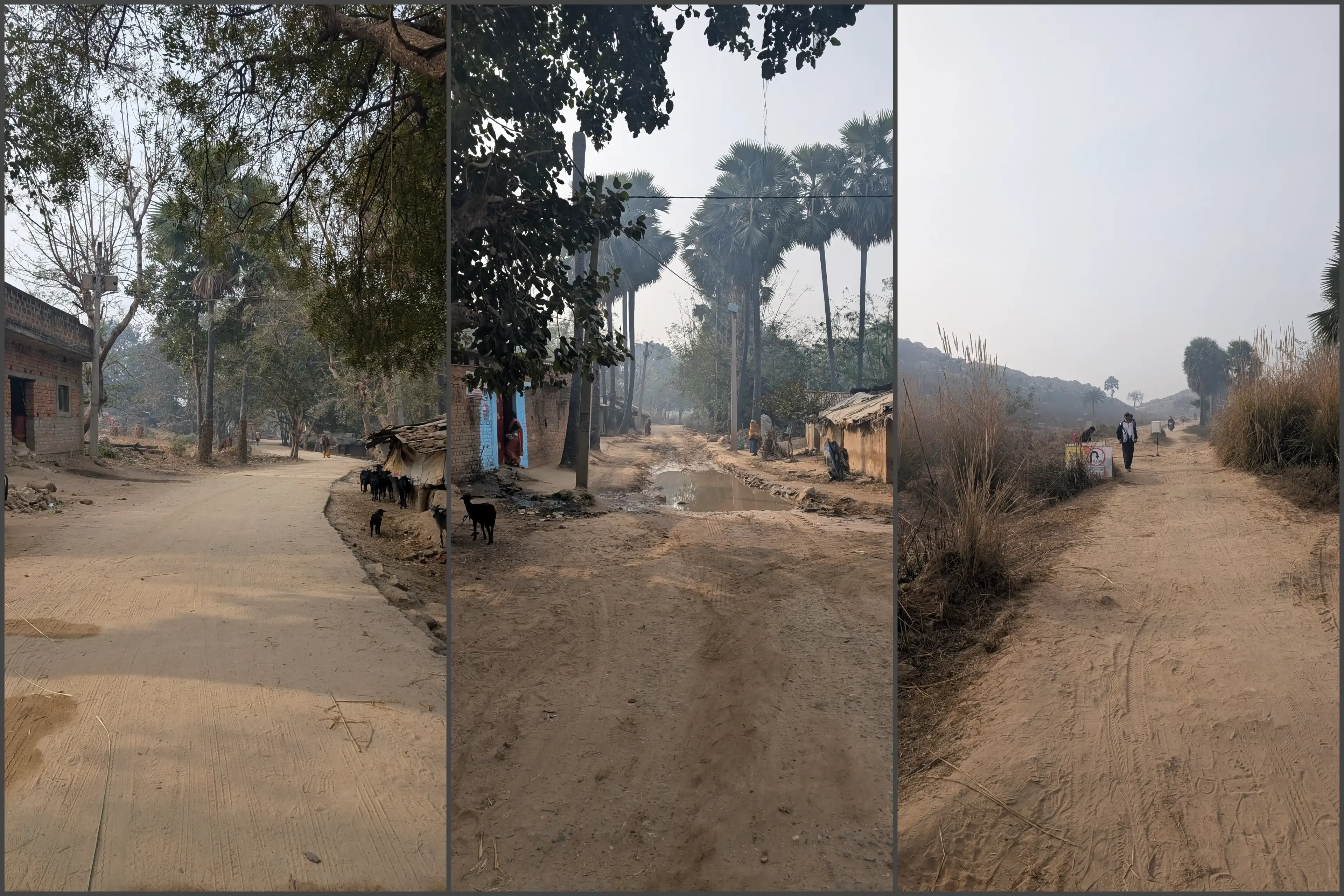 Narrow village roads like trails