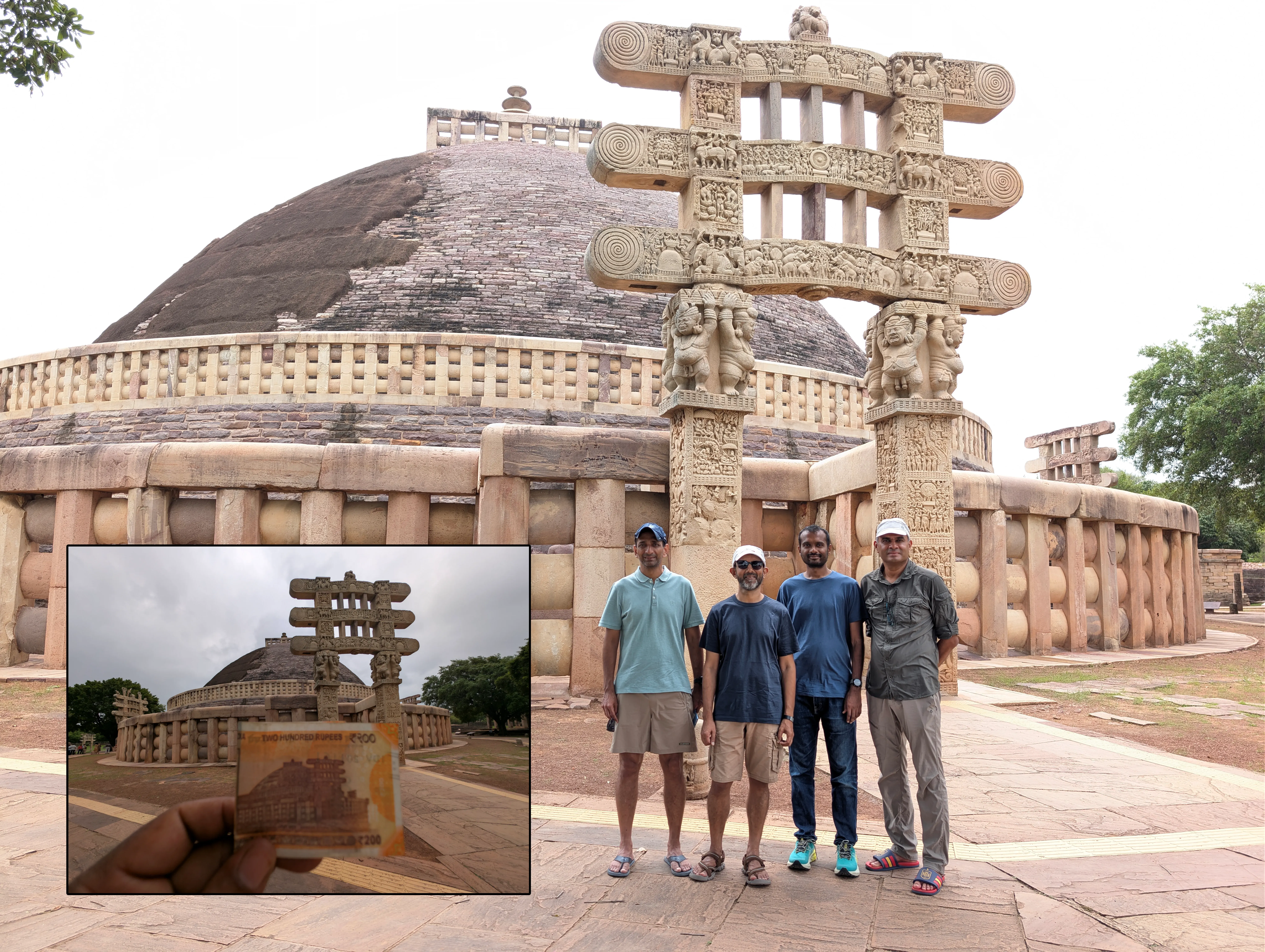 Sanchi Stupa, North gate and the current 200 rupees Indian currency
