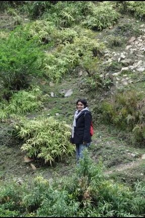 hiking back from waterfall