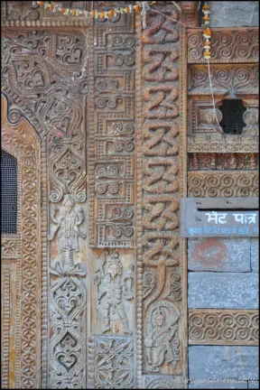 wood carvings on temple door
